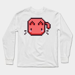 Red Pixel Cat - Kawaii Retro Pixel Art Long Sleeve T-Shirt